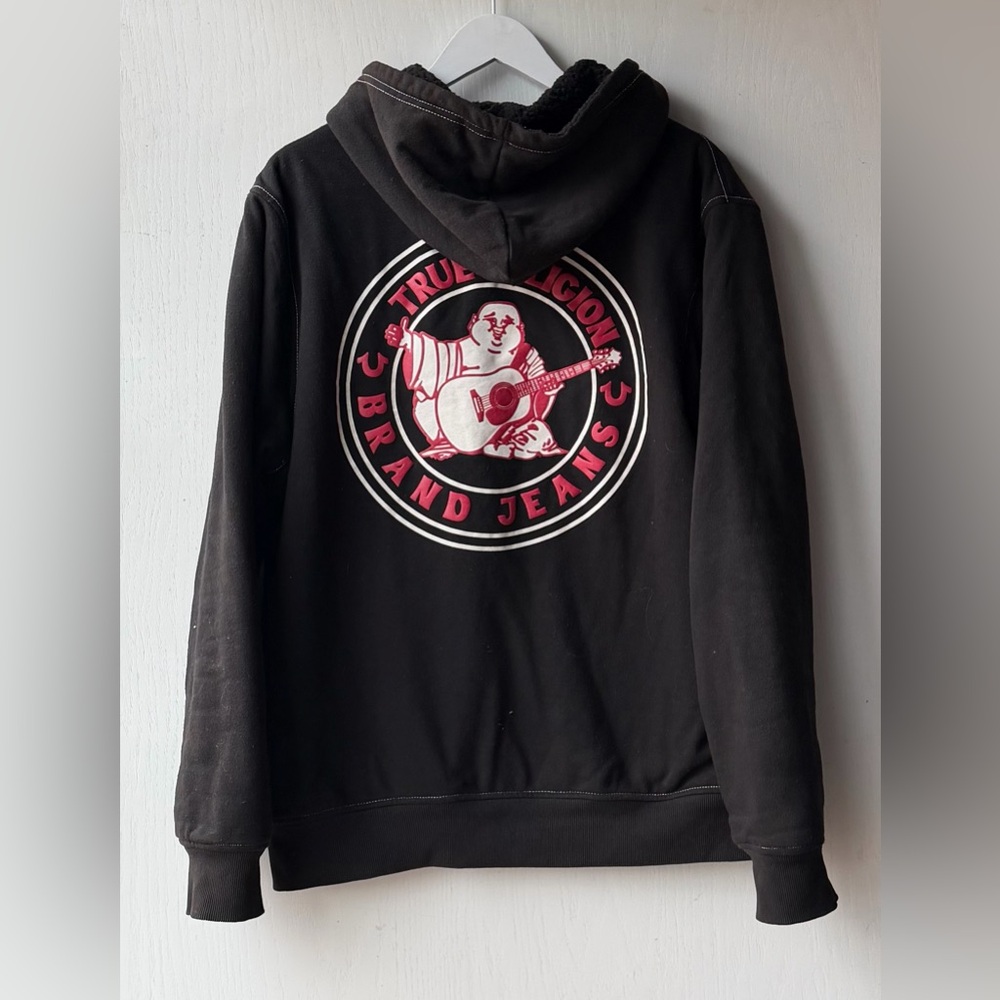 True Religion Men's Large Graphic Thick Zip-Up